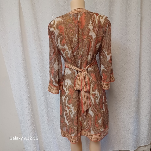 New York & Company New Dress Women Size L Multicolor Paisley Long Sleeve Dress - Picture 7 of 16